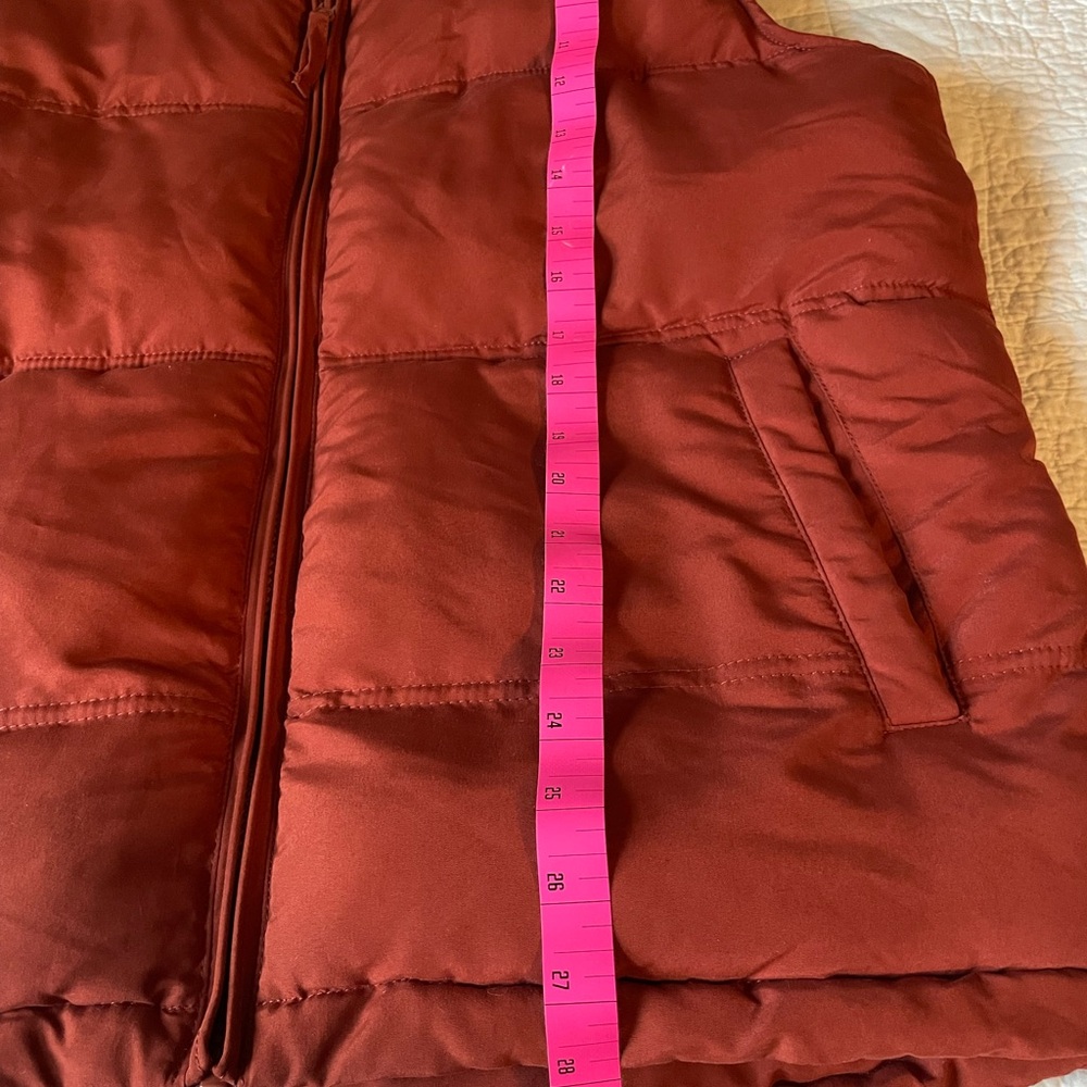 Rust Orange Puffer Vest with Sherpa Collar - Picture 5 of 6
